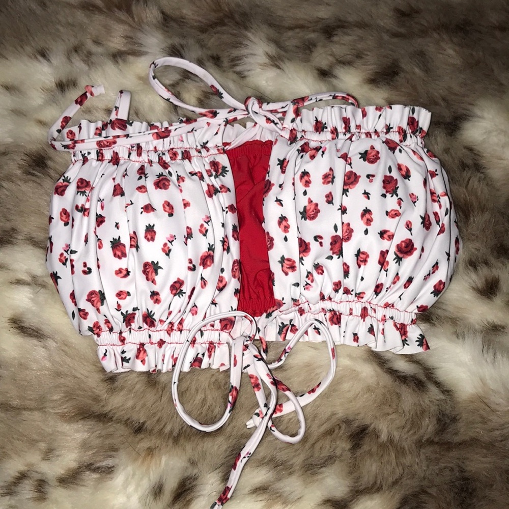 Floral strapless bathing suit top
